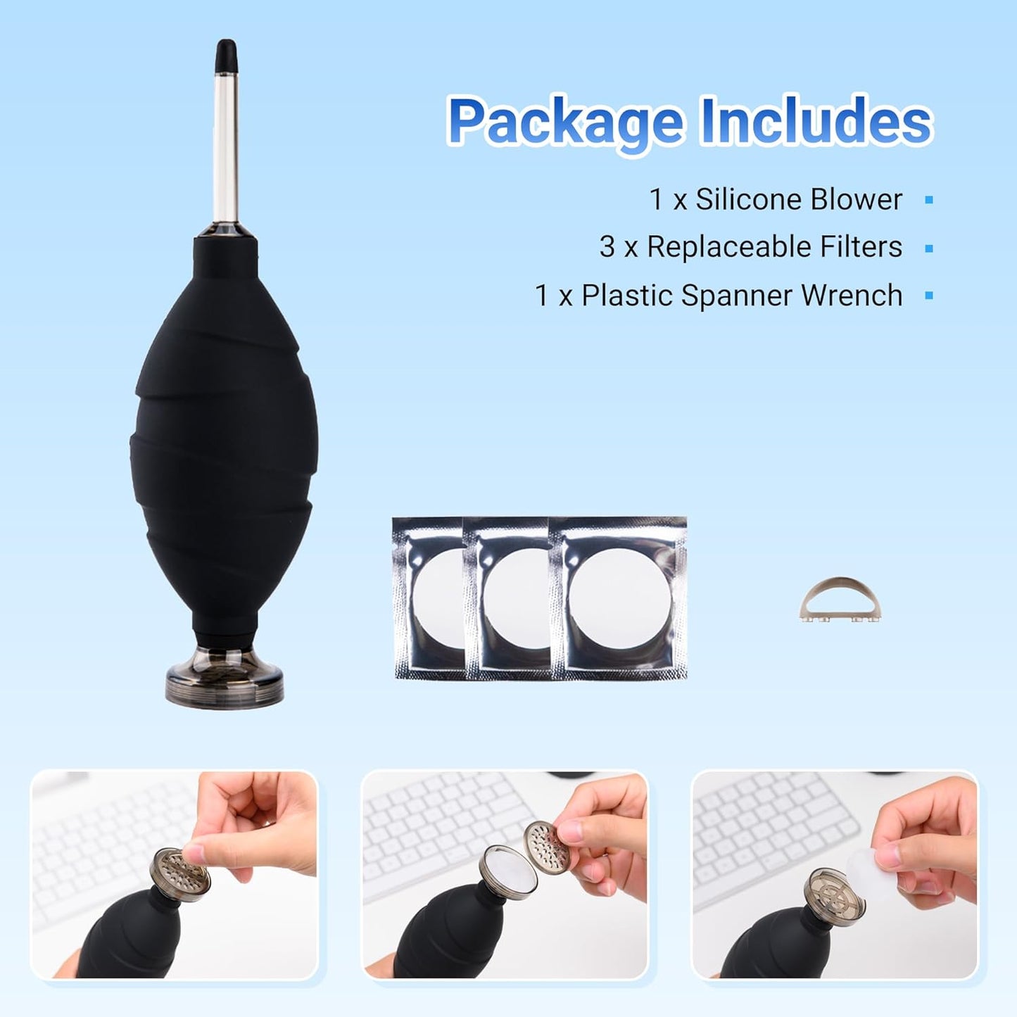 JJC Professional and Safe Dust Free Clean Air Blower Blaster for Digital SLR Mirrorless Camera Sensor CCD CMOS, Lenses, Filters and Other Sensitive Electronic Equipment