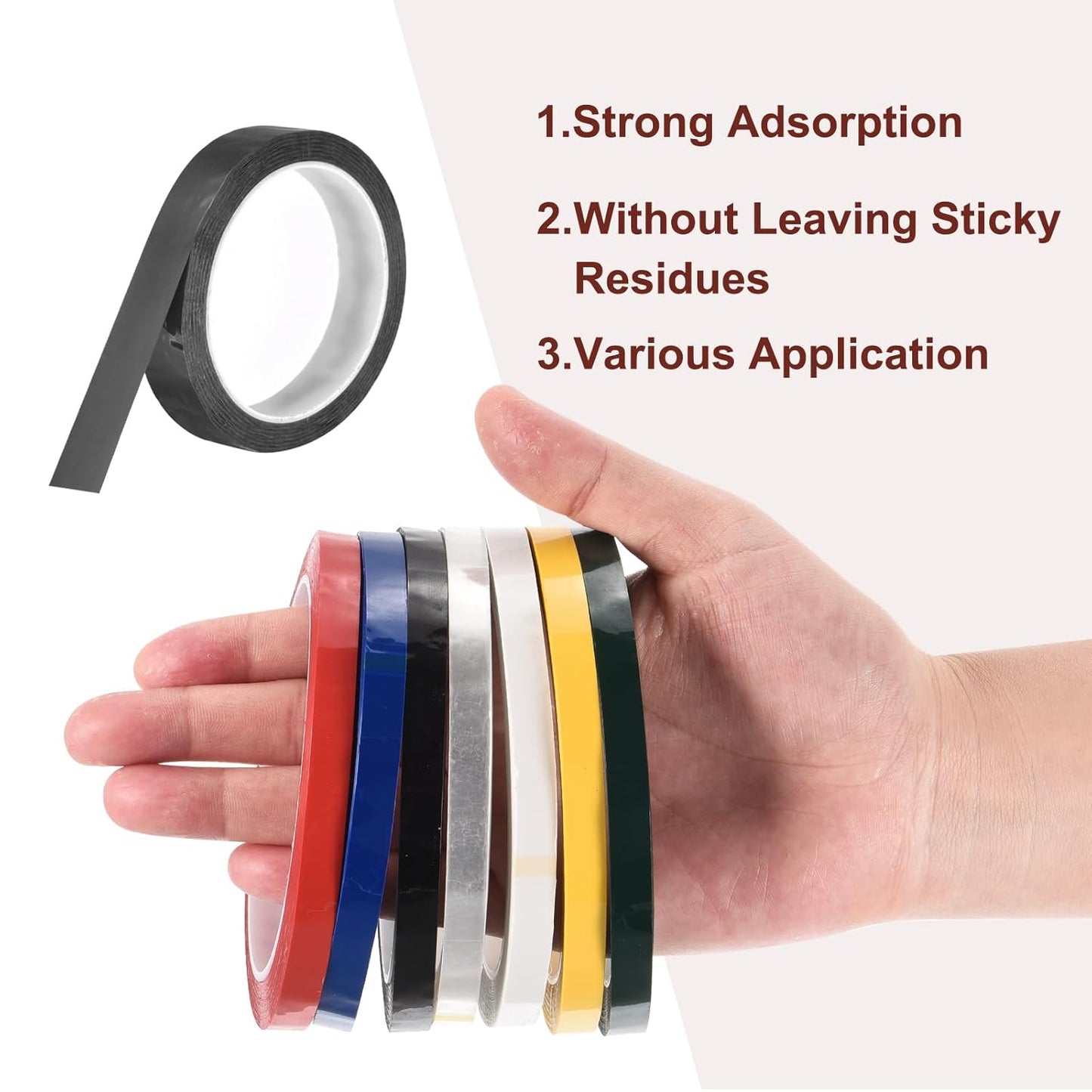 MECCANIXITY 6 Rolls Whiteboard Tape Graphic Chart Tape 20mm 54.7 Yard Art Tape Thin Self-Adhesive Pinstripe Tape Masking Tape for Gift Wrapping Craft Supplies, Black