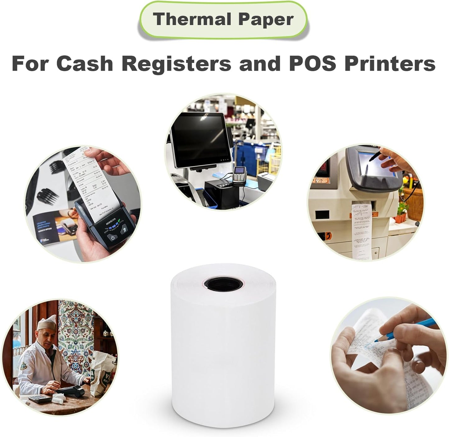 MFLABEL 2 1/4" Thermal Paper Rolls - 50 Rolls of 2.25 x 50' Credit Card Receipt Paper, Compatible with Clover POS, Visa/MasterCard Terminals, & Standard Credit Card Machines