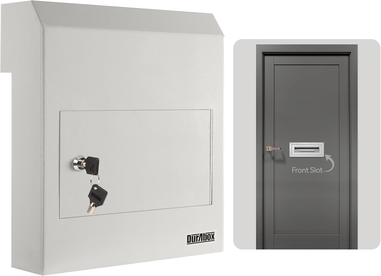 Through-The-Door Drop Box Deposit Safe 12 x 6 x 15 - Heavy Duty Steel Mailbox with Lock for Receiving Mail, Checks, Letters, Cash and More for Home, Office and Commercial Use (D500) (Gray)