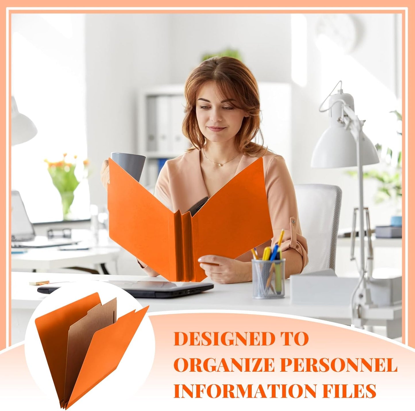 24 Pcs Classification Folders Letter Size, 1 Divider Pressboard File Folder with Fasteners, Expanding File Organizer Bulk for Teachers, Clergy, Office, Church, Christmas Donations (Orange)