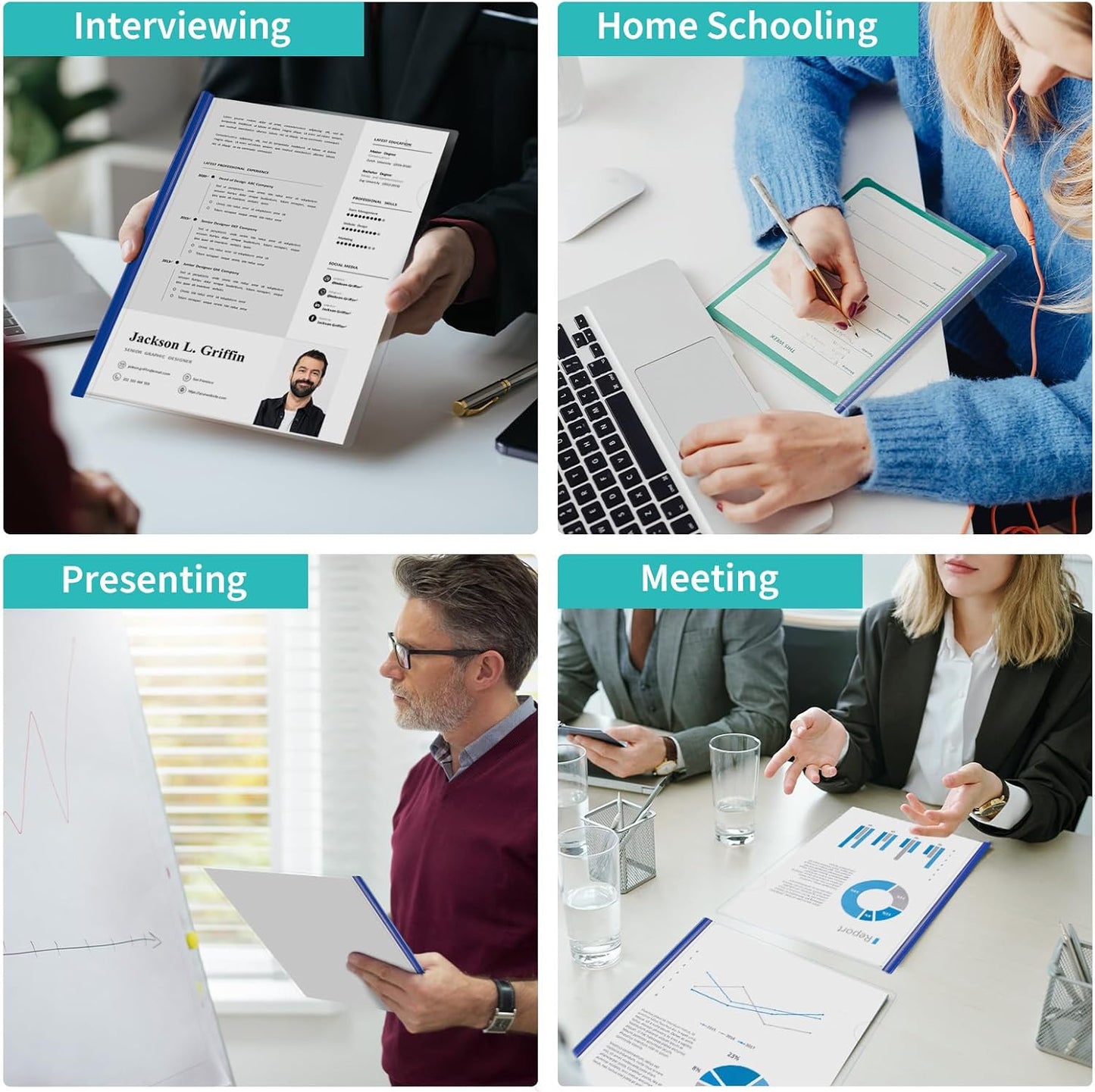 Binditek 12 Pack Clear Report Covers with Navy Sliding Bars, 25 Sheet Capacity, 5mm Binding Bars, Letter Size, 5.5 Mil Thick, for Students and Coworkers