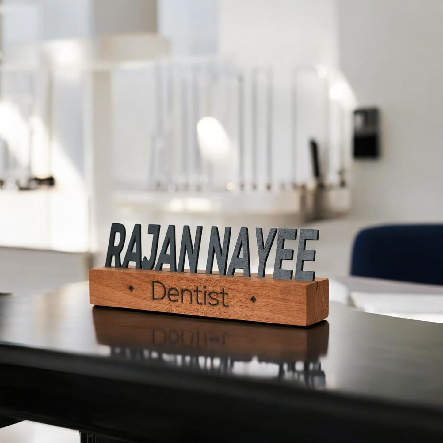 Custom Wooden Desk Name Plate with Natural Stand – Personalized Office Sign for Desk, Business Name Tag, Teacher Gift, Office Decor, Graduation or Co-Worker Gift