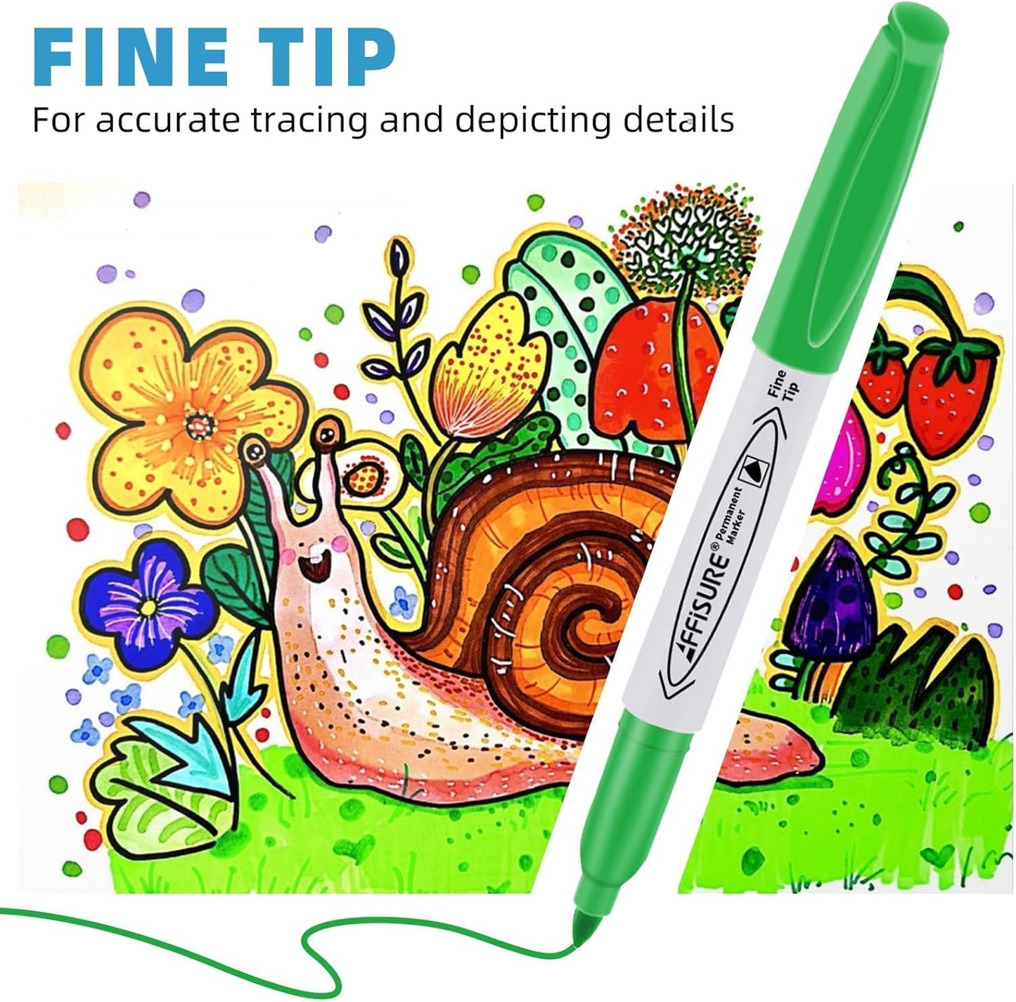 Permanent Markers Assorted Colors Set, 24 Colored Markers 24 Pack, Fine Point，Works on Wood, Plastic, Metal, and More, for Adults, Artist, Taecher, Kids