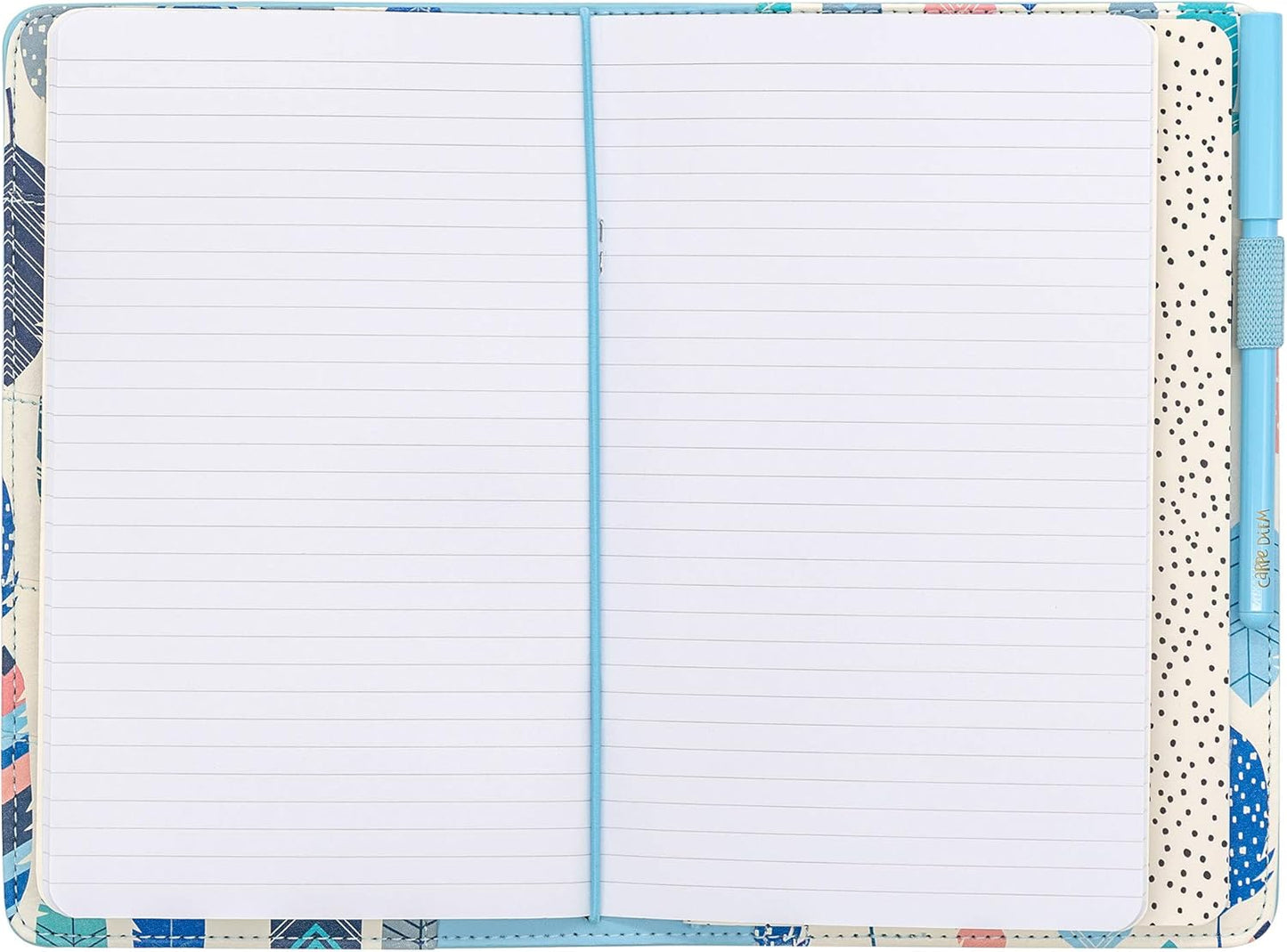 Pukka Pad, Carpe Diem Refillable Traveler’s Notebook Cover – Faux Leather Portfolio with Blank and Lined Notepads – Includes 6 Pockets, Pen Loop, and Elastic Closure – 8.5 x 5.5 Inches, Sky Blue