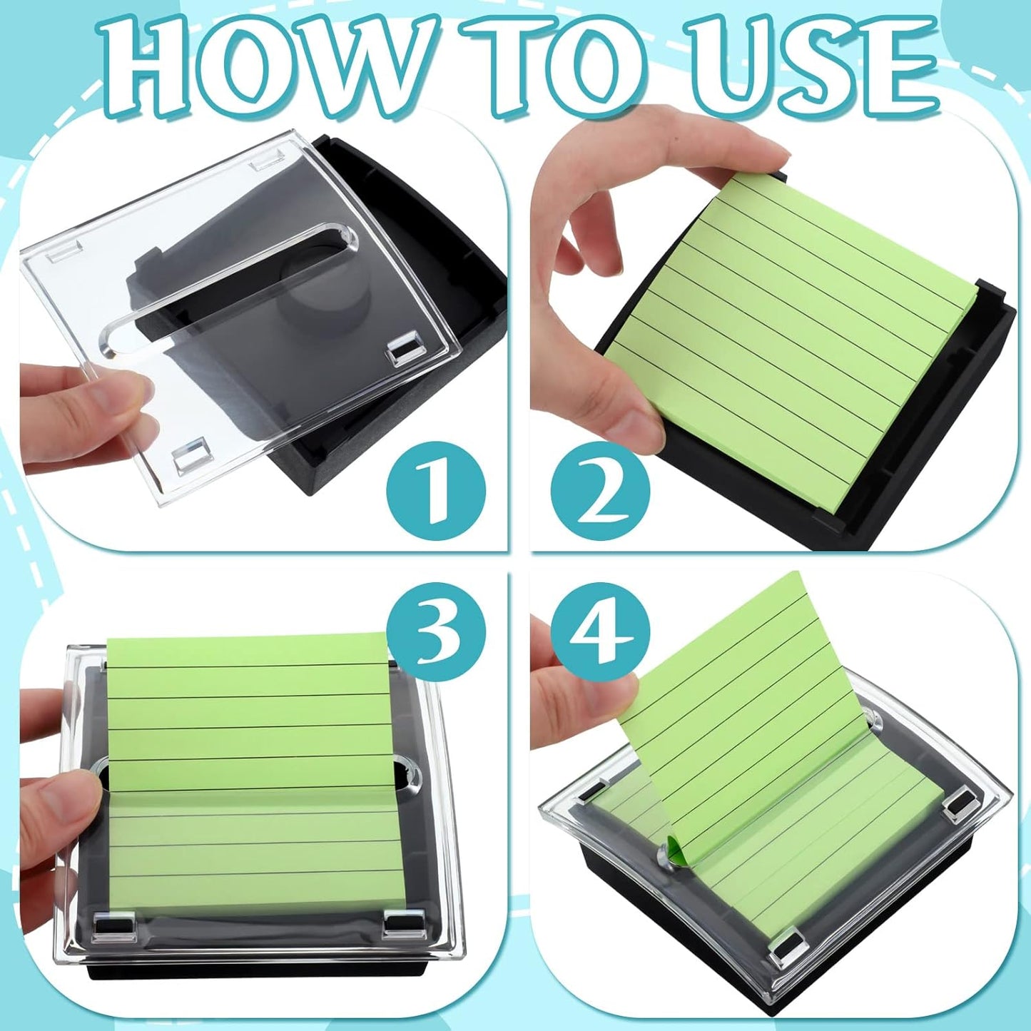 14 Pop up Sticky Note with 2 Pack Pop up Notes Dispenser Black Base Clear Top Sticky Note Holder Memo Pads Blank Adhesive Notes 3x3 Refills for Back to School Office Supplies, Assorted Colors