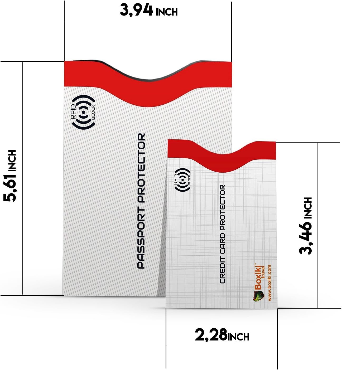 Boxiki Travel Set of 15 RFID, Set with Color Coding | Identity Theft Prevention RFID Blocking Envelopes and Passport Covers (White Collection)