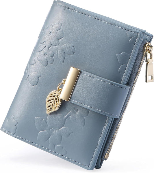 Small Wallet Women RFID Blocking Leather Bifold Wallet Credit Card Holder for Women Ladies Compact Wallet Mini Purse With Zipper Pocket