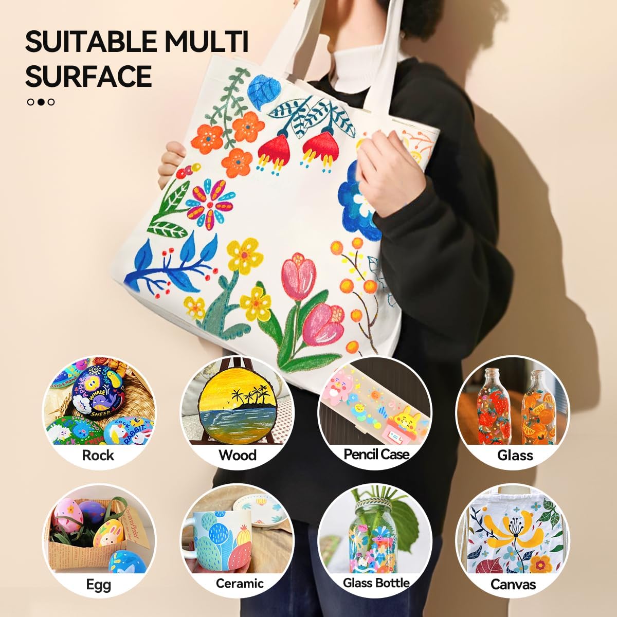 Arrtx Paint Markers Paint Pens, 32 Colors Acrylic Paint Pens for Rock Painting, Ceramic, Wood, Plastic, Calligraphy, Scrapbooking, Brush Lettering, Card Making, DIY Crafts (Fine Tip and Brush Tip)