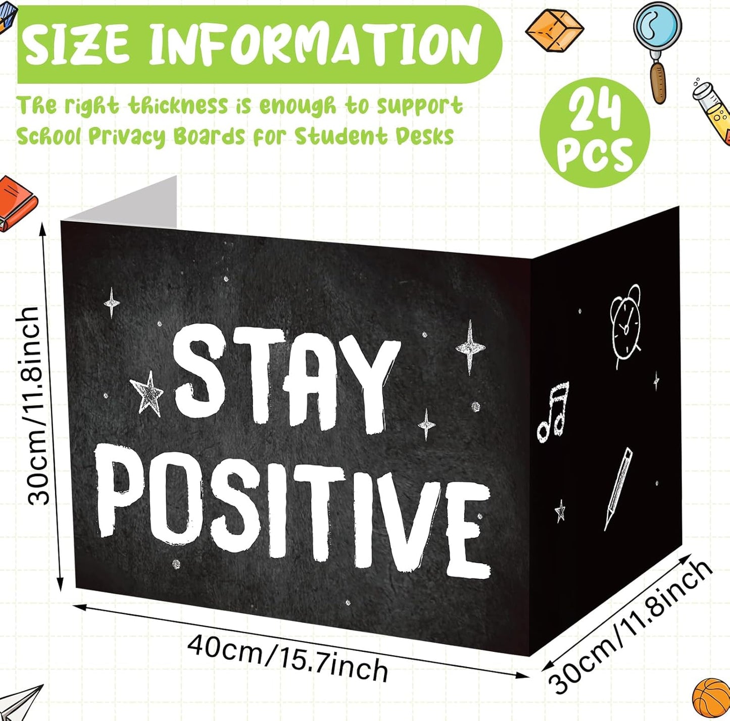 Honoson 24 Pcs Bulk Inspirational Privacy Folders for Students Cardboard Test Privacy Boards Motivational Words Desk Dividers Shield for Classroom School Study Supplies, 6 Styles (Industrial)