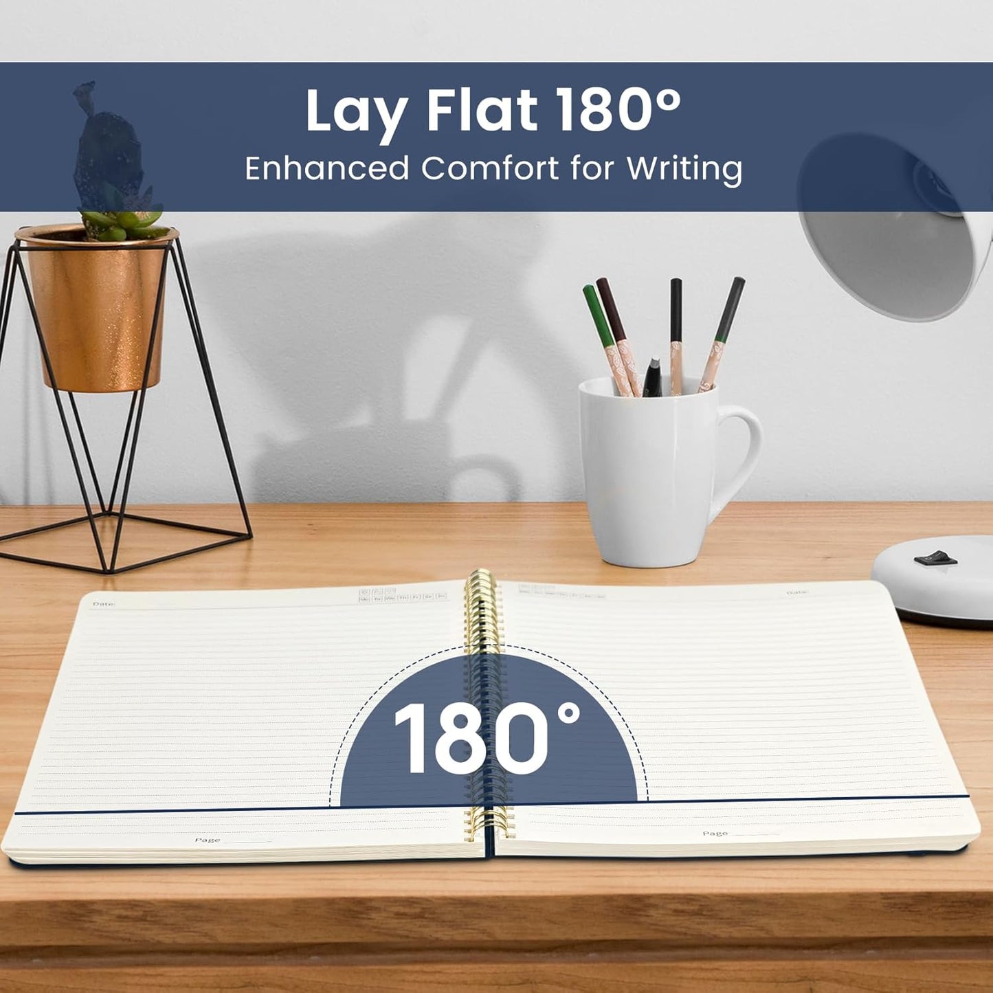 Taja Spiral Lined Notebook, 8.5"x11" Notebooks for Work, Large A4 Journal for Women & Men, College Ruled Journaling Notebook for Writing, Plastic Cover Spiral Journal, Spring Meadow