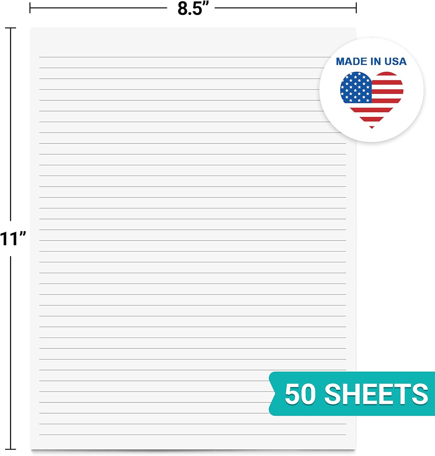 321Done Ruled Notepad (8.5" x 11") College-Ruled Line Spacing, 50 Sheets, Large Letter Size Glued Edge Notepad, Tear Off, Planning Memo Pad, Made in USA - Unisex Minimalist Simple Lined