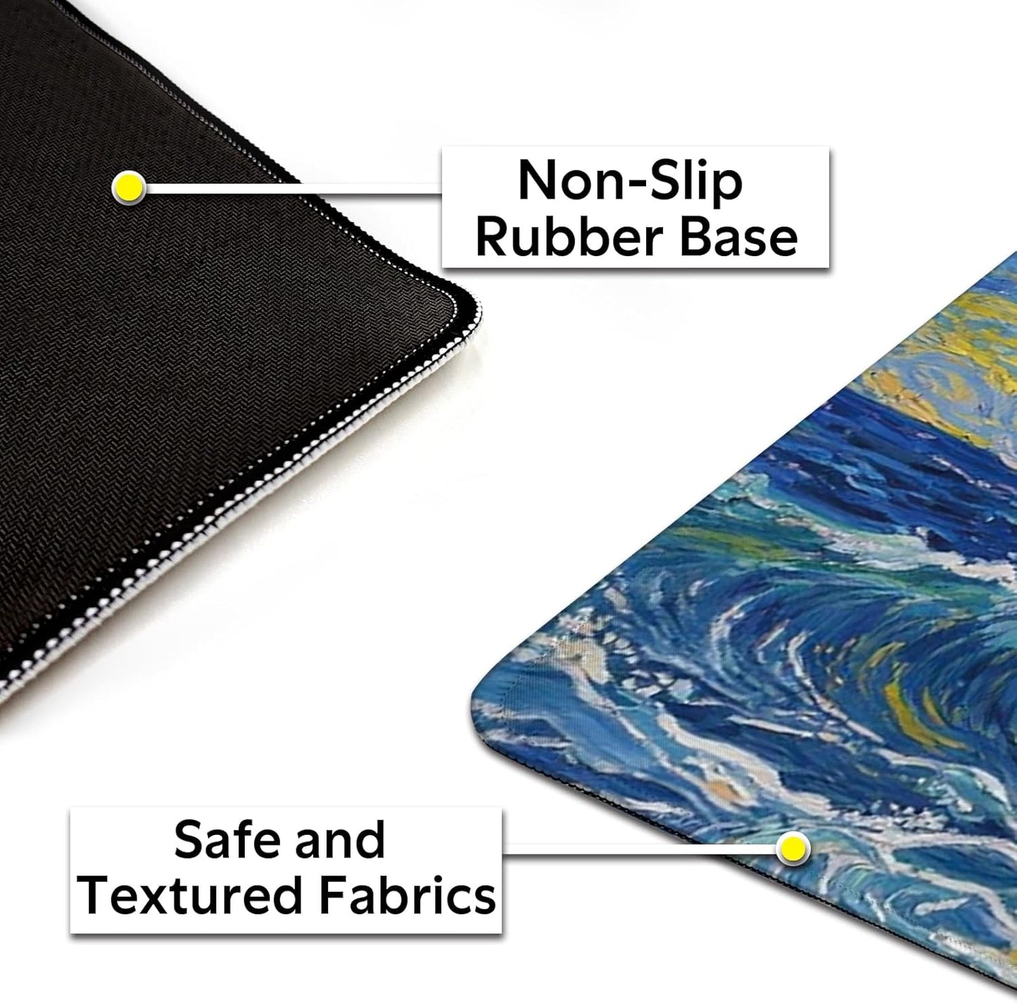 Cute Calico Cat Surfing Mouse Pad, Starry Night Style Mousepad - Large Non-Slip Desk Mat for Office, PC, Laptop - 31.5"x11.8" x 3mm