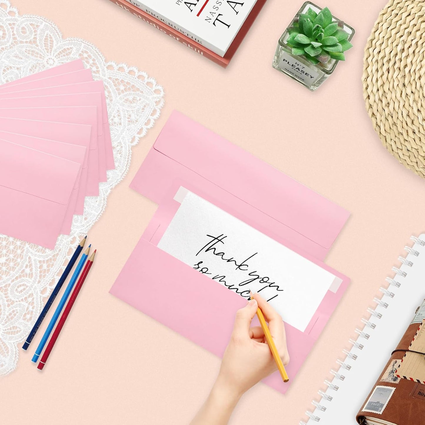 100 Pack #10 Business Envelopes, Pink Standard Envelopes Self Seal, Letter Size Business Mailing Envelopes for Checks Letters Invoices Statements Birthday Graduation Wedding, 4 1/8 x 9 1/2 Inch