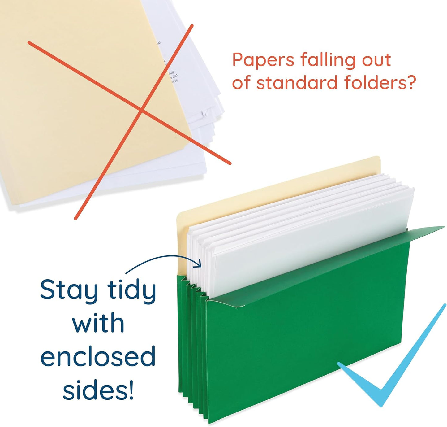 Blue Summit 10 Expanding File Pockets, Accordion File Folders Letter Size, 3.5” Expandable Pockets, Assorted Colors