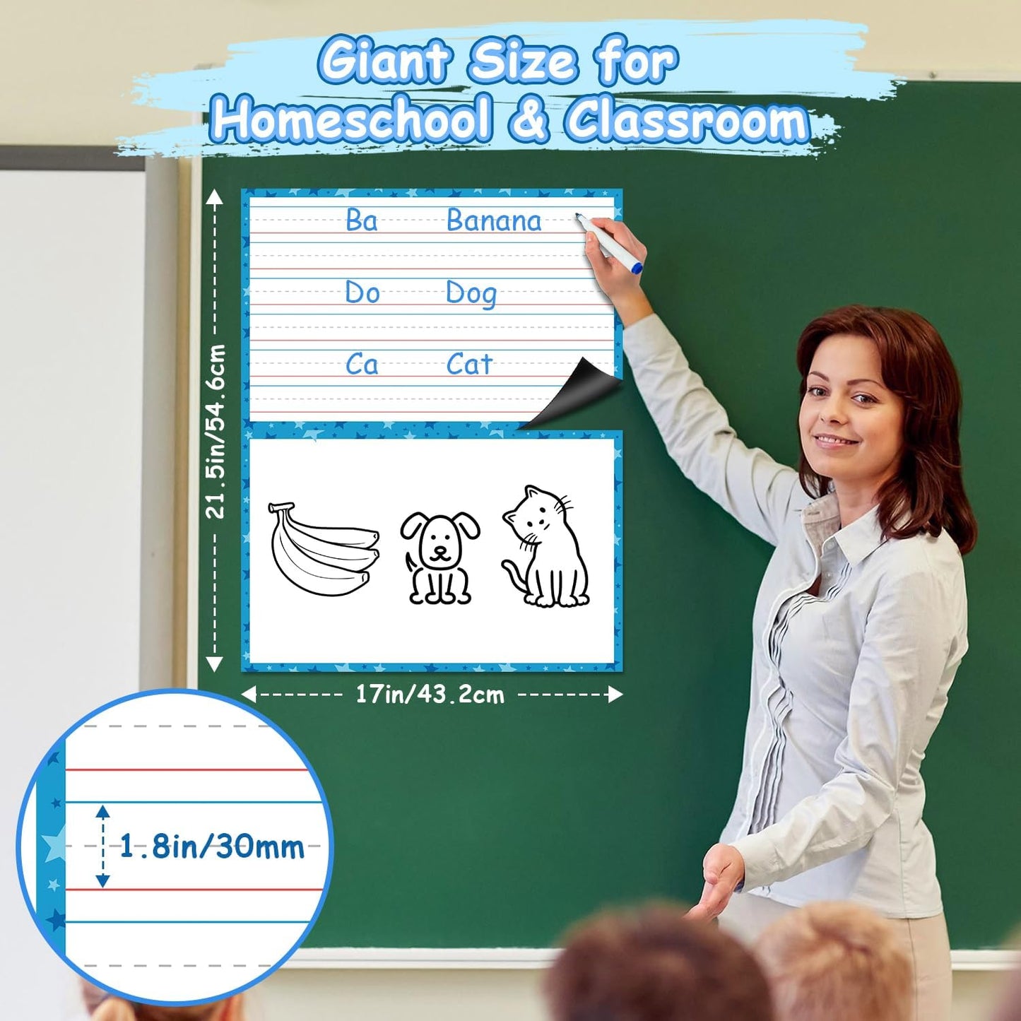 Giant Magnetic Dry Erase Handwriting Paper for Classroom Whiteboards – Reusable Writing Chart with Lined Paper Design, Perfect for Handwriting Practice, Homeschooling, and Teacher Essentials