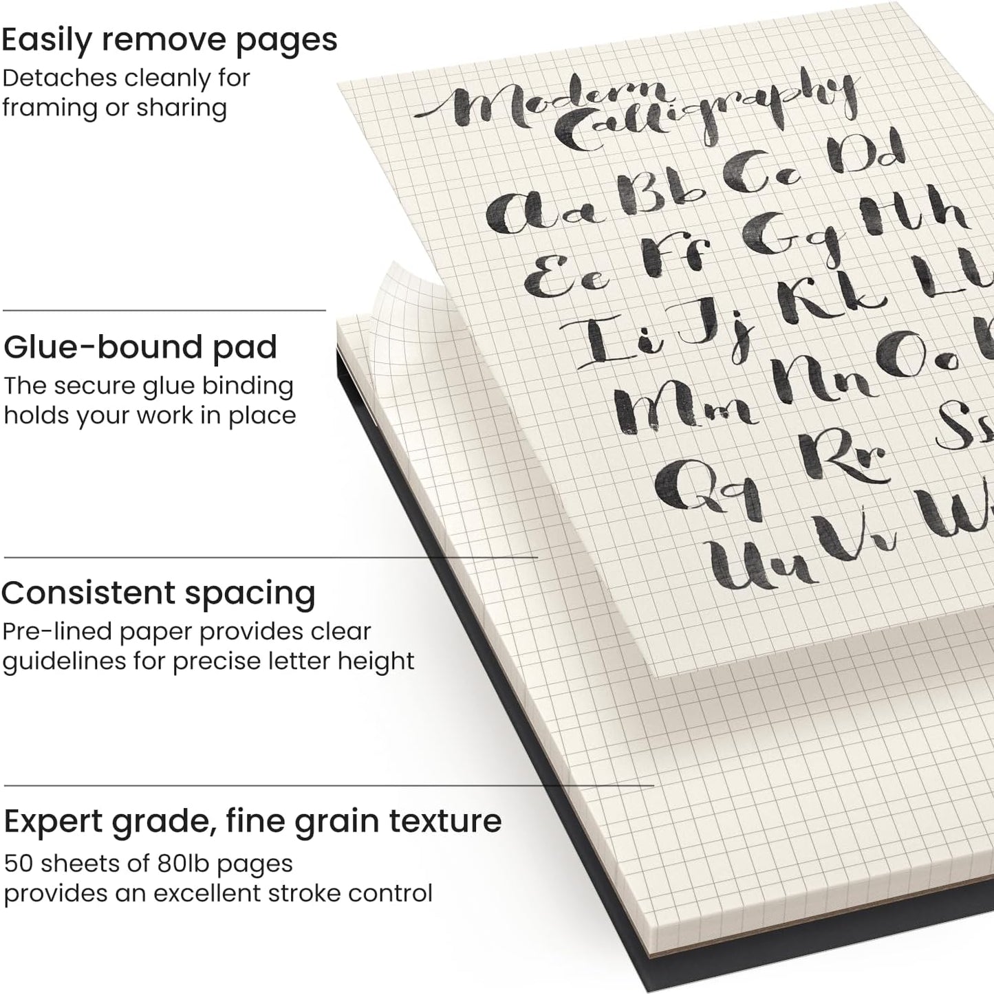 ARTEZA Calligraphy Paper Pad, 2-Pack – 9x12 Inch Pads with 50 Sheets, 130 GSM – Lined Calligraphy Practice Paper for Hand Lettering & Brush Work