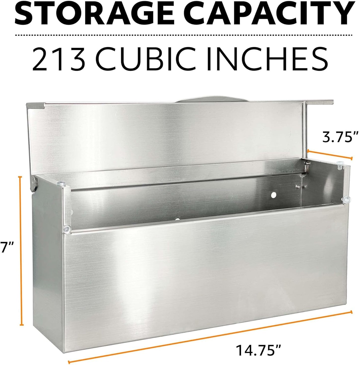 Pochar Rainproof Stainless Steel Mailbox for Walls, Heavy Duty Wall Mounted Mailbox - 14.75'' x 3.75'' x 7'' Rust Proof Steel Dropbox with Rainproof Design(Silver)