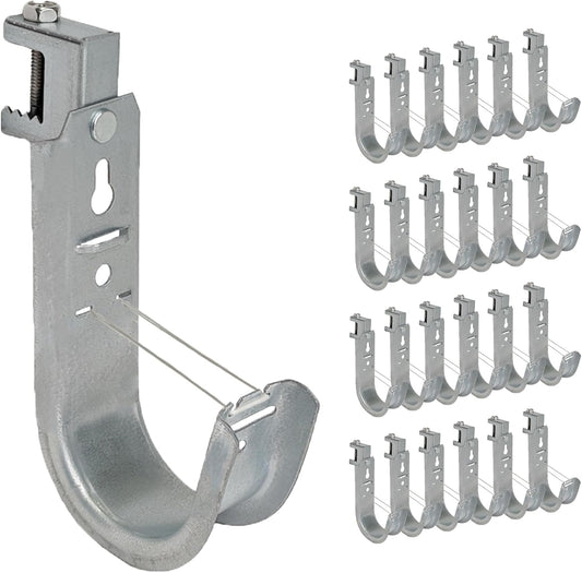 ICC Beam Clamp J Hook 2” with Retainer Clip - Galvanized Steel Cable Management Hooks for Hanging Cable to Beams - Rust-Resistant, EIA and TIA Compliant - 2 Inch 25 Pack
