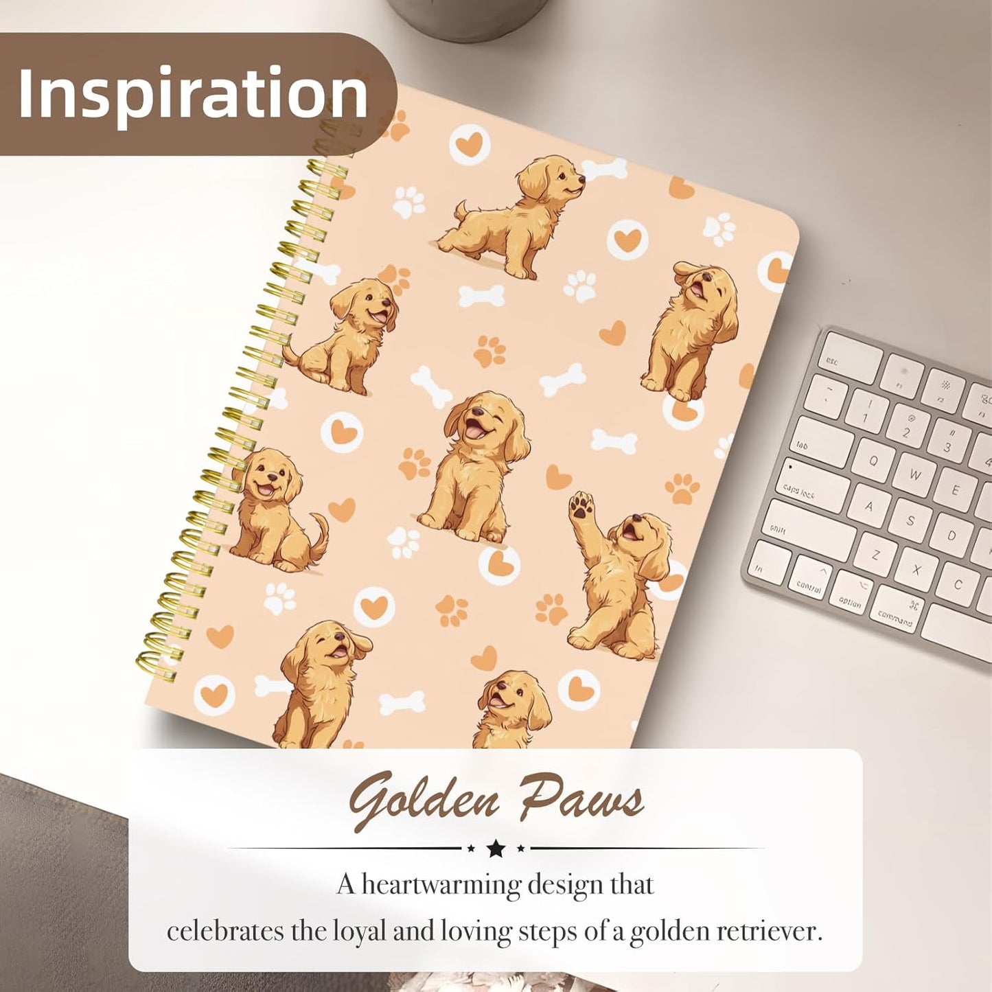 Cute Spiral Notebook journal B5 Aesthetic Pretty Design for Women Girls Kawaii with Pocket, 10 x 7.2 inch, Lined, Dogs