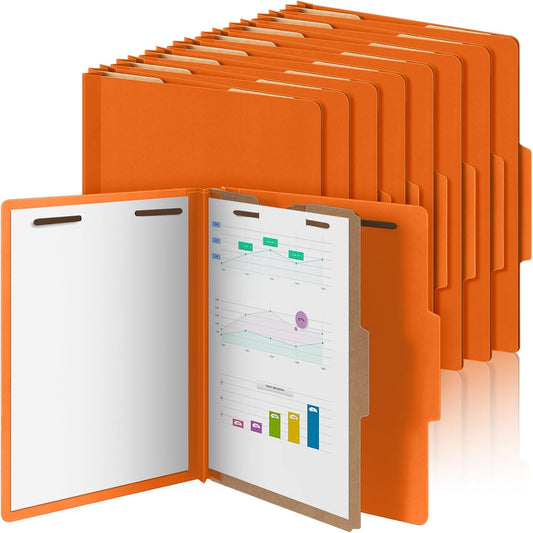 24 Pcs Classification Folders Letter Size, 1 Divider Pressboard File Folder with Fasteners, Expanding File Organizer Bulk for Teachers, Clergy, Office, Church, Christmas Donations (Orange)