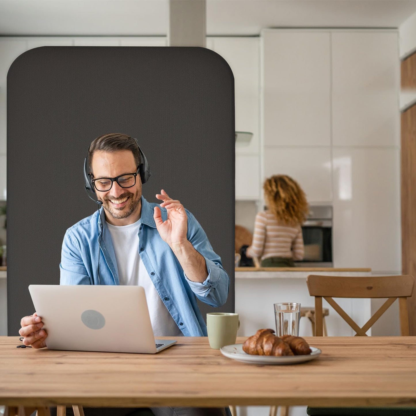 DECOLAB Room Divider Panel, Standing Privacy Partition Dividers for Office, Studio Apartment, Classroom, Home, Restaurant, Scratch Resistance, 29"x65", Iron