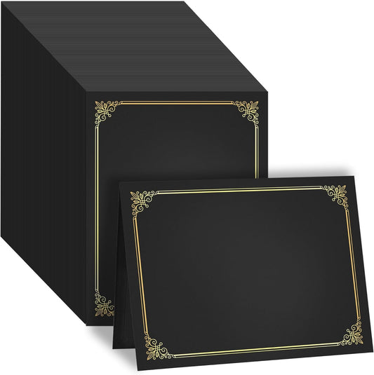 GNL Certificate Holders - 200 Packs Black Diploma Holders, Certificate Covers with Gold Foil Border, for Letter Size 8.5 x 11 Certificate Paper, Award, Graduation, Documents