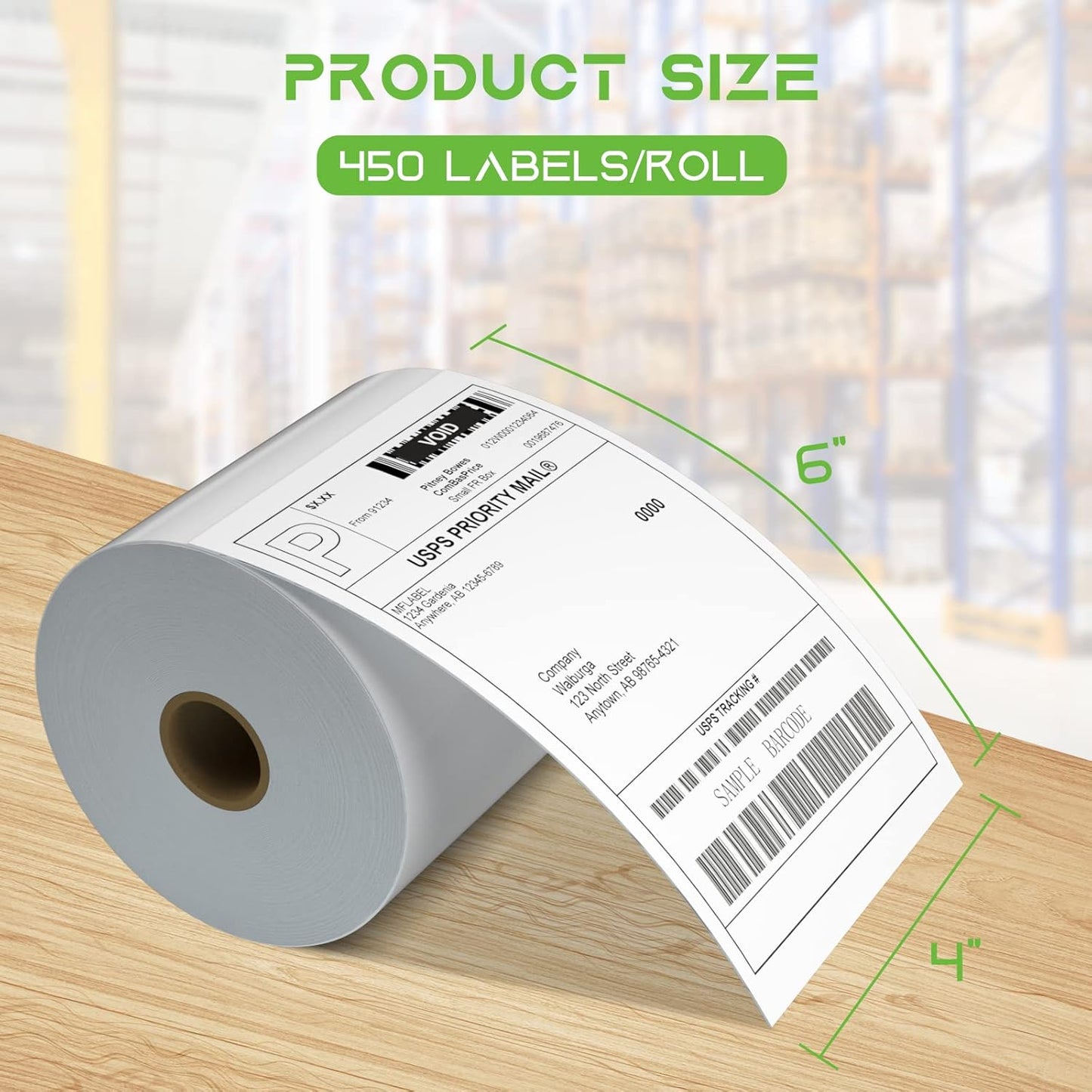 MFLABEL® 40 Rolls of 450 Labels 4x6 Direct Thermal Shipping Labels for Zebra 2844 ZP-450 ZP-500 ZP-505