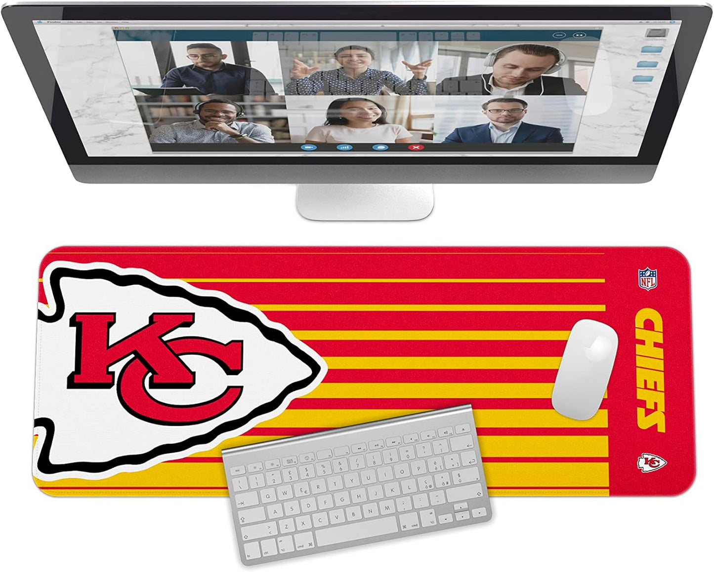 SOAR NFL Unisex Multifunctional Desk Mat for Desktop, (31.5"x12") - Ultra Soft Fabric with Non-Slip Rubber Backer - Water Resistant & Durable Nylon Stitching - Officially Licensed NFL, Desk Pad