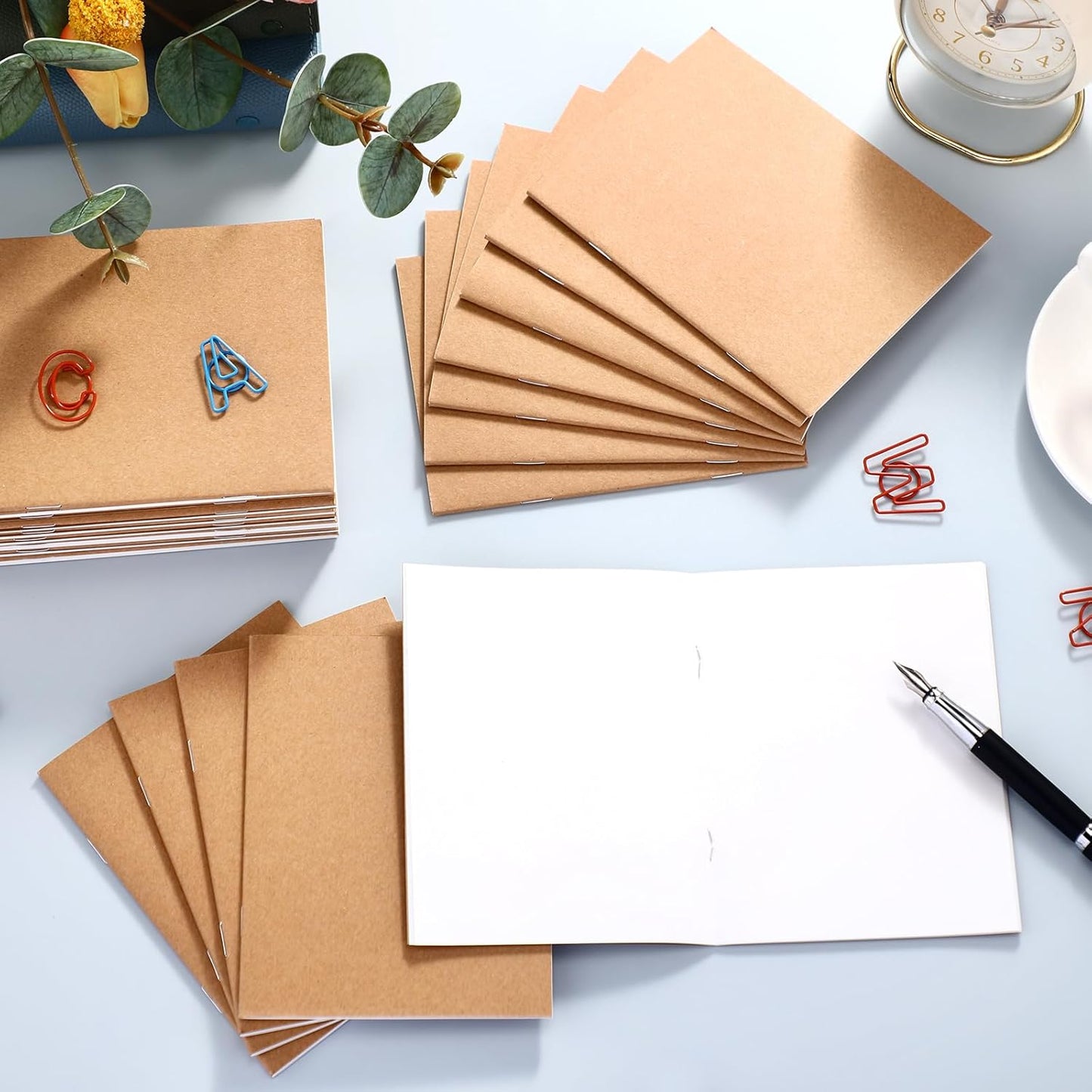 Epakh 75 Pack Mini Kraft Paper Notebook Bulk Small Blank Notebook Mini Unlined Pocket Journal Sketchbooks for Students School Writing, 48 Pages, 24 Sheets, 4.25 x 5.5 Inch (Brown)