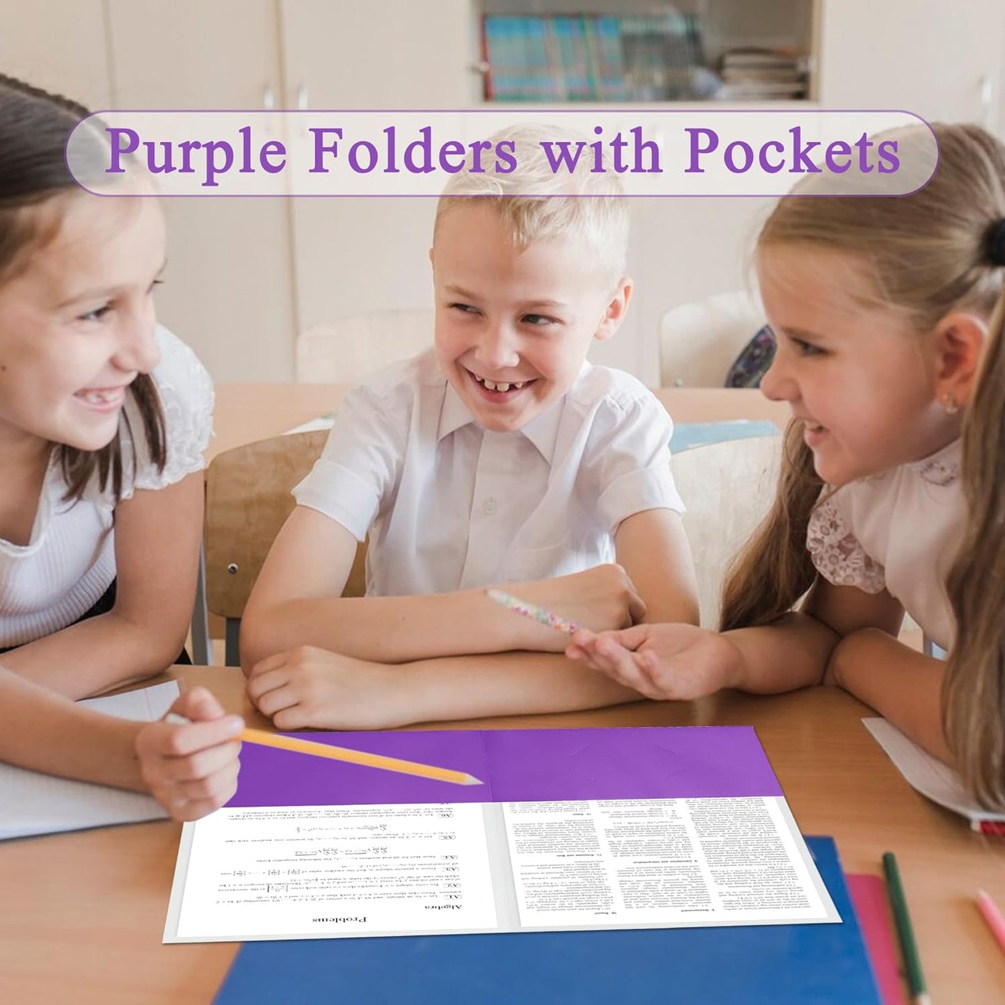 Zzrywuty 25 Packs Paper Folders with Pockets for Students, Businessmen and Office Workers, Letter Size, Two Pocket Folders with Card Slot for Office, Business, School Supplies (Purple)
