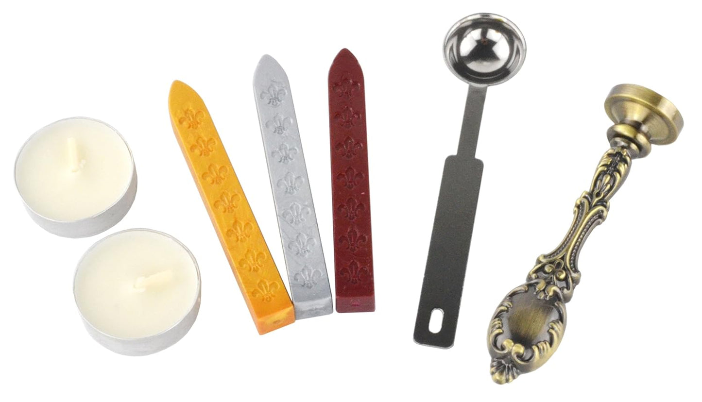 Samyo Creative Romantic Stamp Maker Classic Old-Fashioned Style Brass Color Wax Seal Sealing Stamp Vintage Antique Alphabet Initial Letter Set - (Letter K)