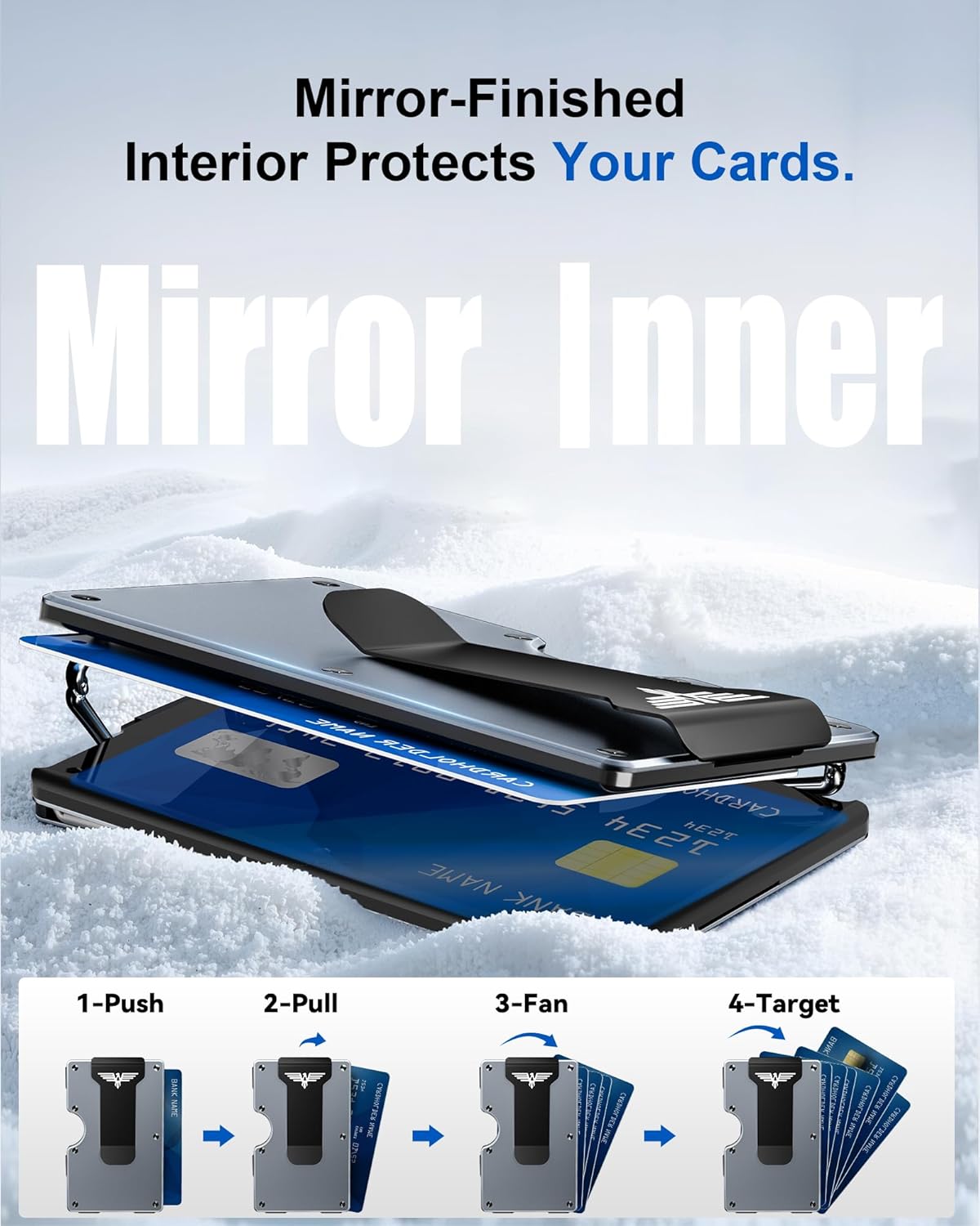 Minimalist Wallet for Men, Metal Wallet with Money Clip, Slim Compact Wallet, RFID Blocking Card Holder, Metal Aluminum Credit Card Holder, Holds up to 20 Cards