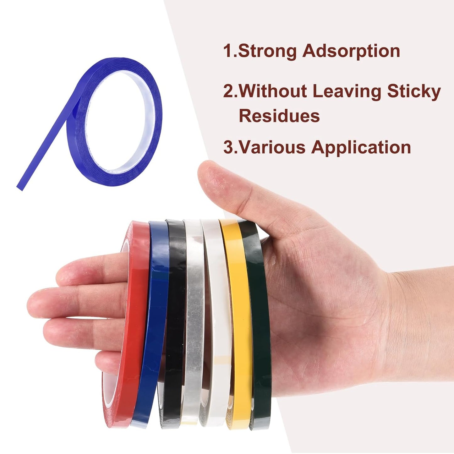 MECCANIXITY 10 Rolls Whiteboard Tape Graphic Chart Tape 10mm 54.7 Yard Art Tape Thin Self-Adhesive Pinstripe Tape Masking Tape for Gift Wrapping Craft Supplies, Blue