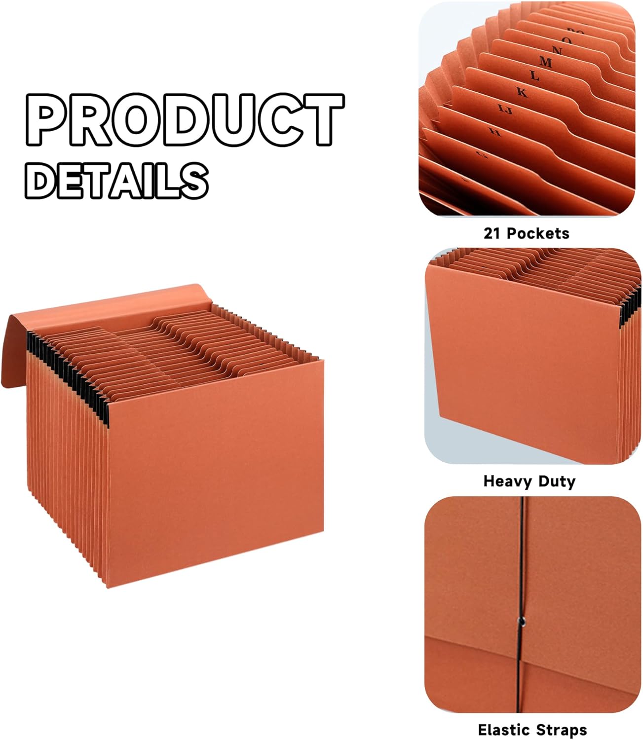 3 Packs Heavy Duty Expanding File Folder Organizer,21 Pockets Accordion File Organizer,A-Z,1/3 Cut Tabs,Letter Size,17.5Inch Expansion