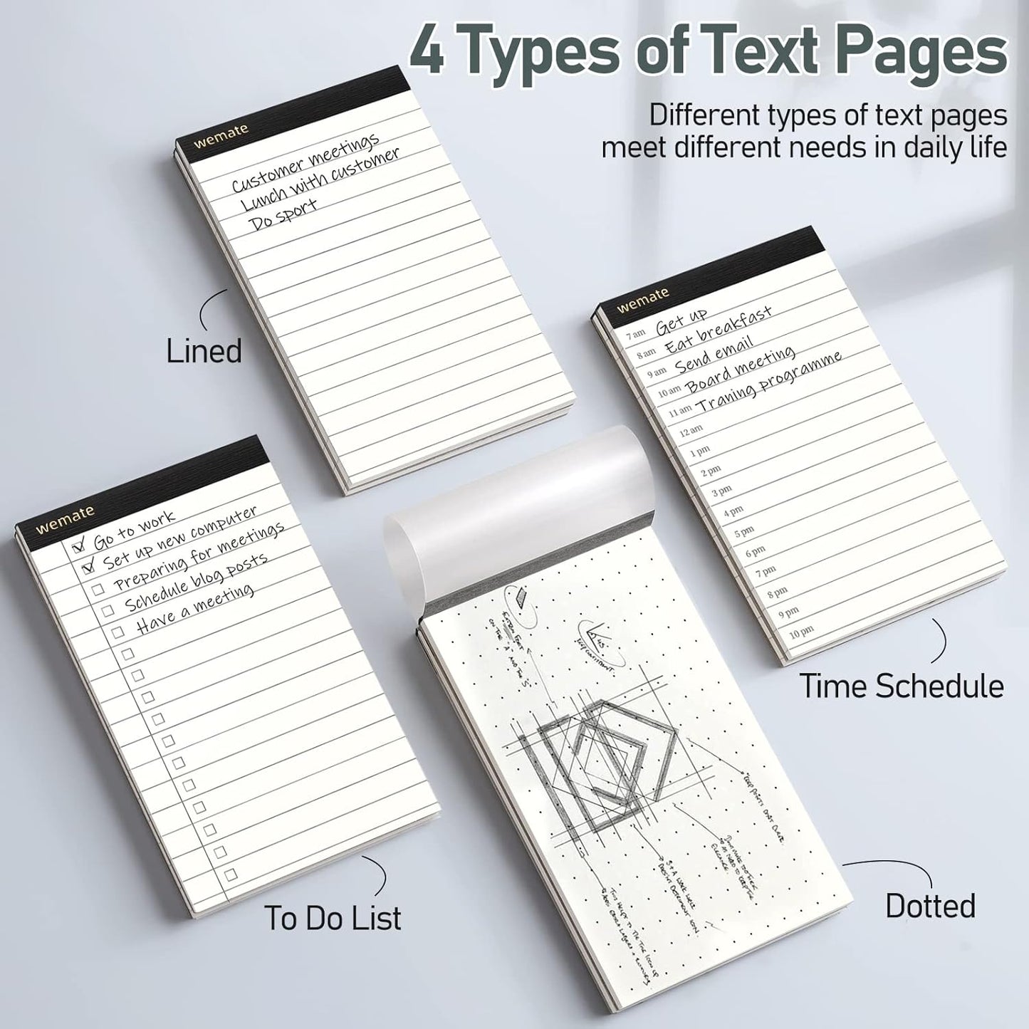 WEMATE 10 Pieces Small Notepad Holder Set Pocket Notebook - Included Mini Pocket Notepad Holder Set with 8 Memo Book Refills and Metal Pen for Meetings, Daily Records, and Notes 3 x 5 Inch (Rose Gold)