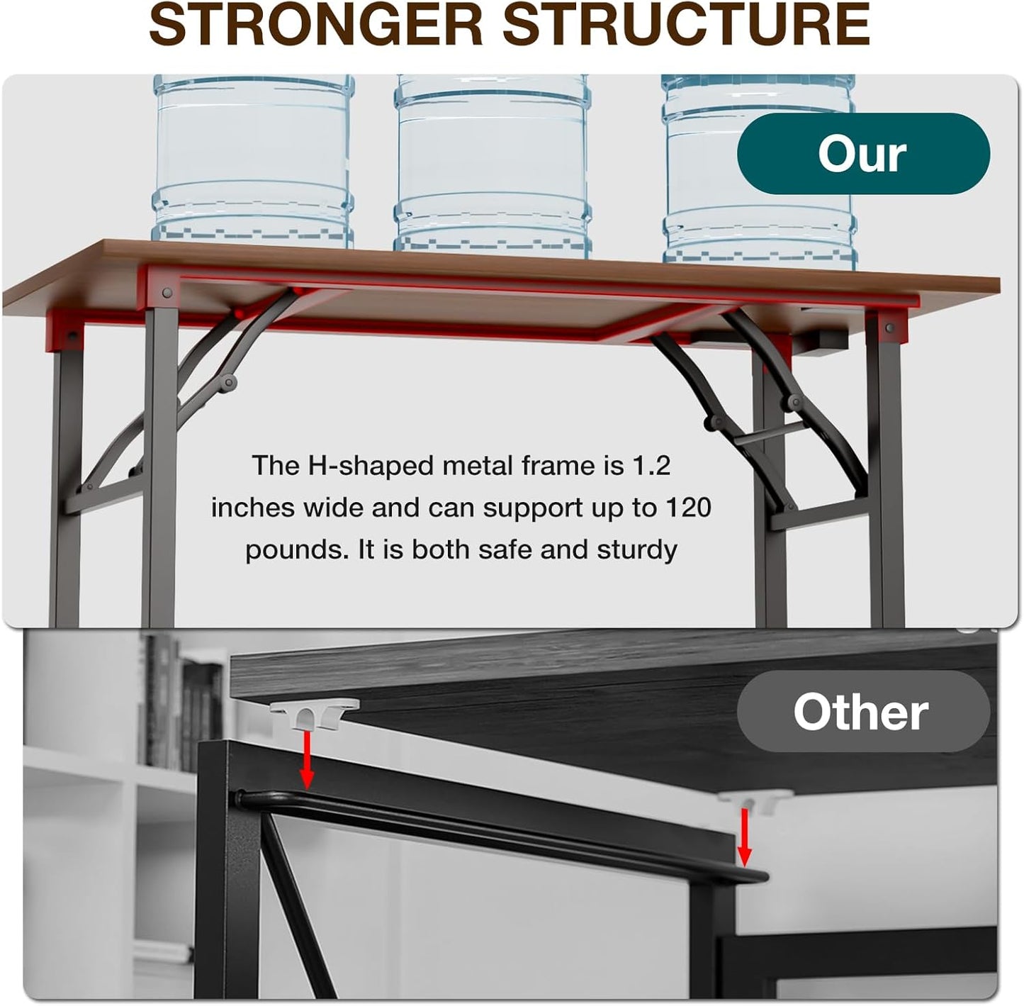 TEMI Small Computer Desk Folding Table - 43.3" Foldable Office Desk, No Assembly, Perfect for Small Spaces in Bedroom, Dorm, or Apartment, Portable Mini Desk or Study Table with Compact Design, Walnut