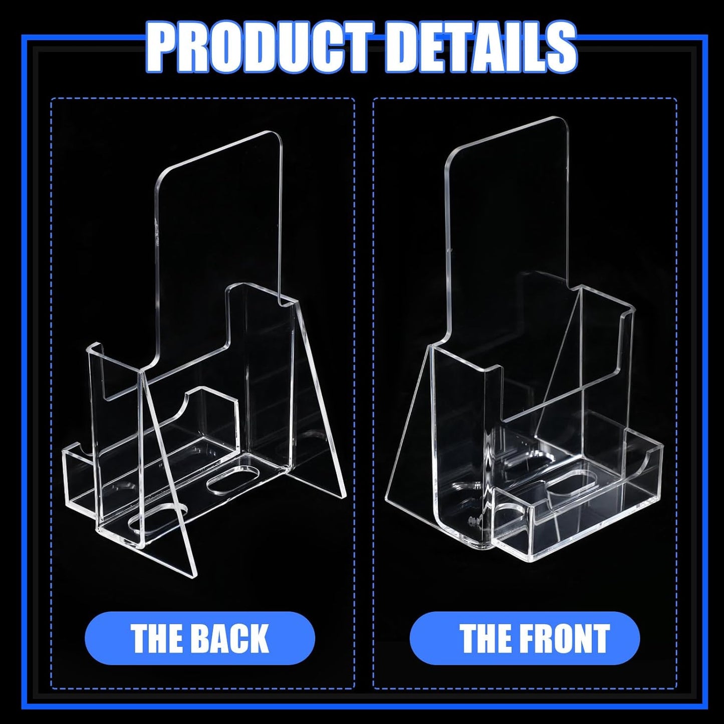 Wenqik Acrylic Brochure Holder with Business Card 4.1 Inch Rack Card Holder Pamphlet Display Stand Organizer for Menu Flyer Magazine Office Booklets(12 Pcs)