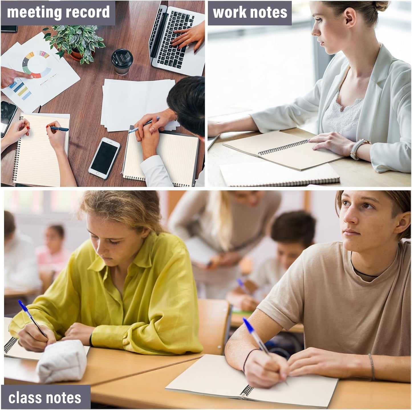 Fuutreo 12 Pcs Spiral Notebook for Work A5 8.3 x 5.7 Inch College Ruled Spiral Journal Notebook Kraft Cover Ruled Paper, 12 Color, 60 Sheets, 120 Pages for Office School(Macaron Color)