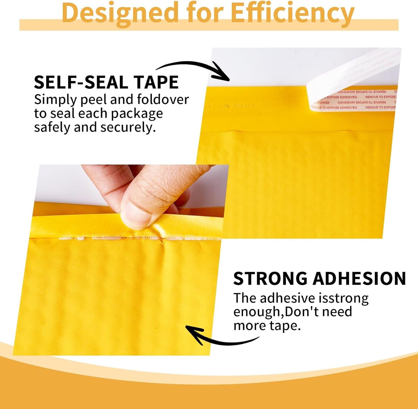 Kraft Bubble Mailers 8.5×12' Inch 25 Pack Yellow shipping envelopes Self-Seal Padded Mailing Envelopes for Jewelry Makeup Supplies and Small Business Packaging