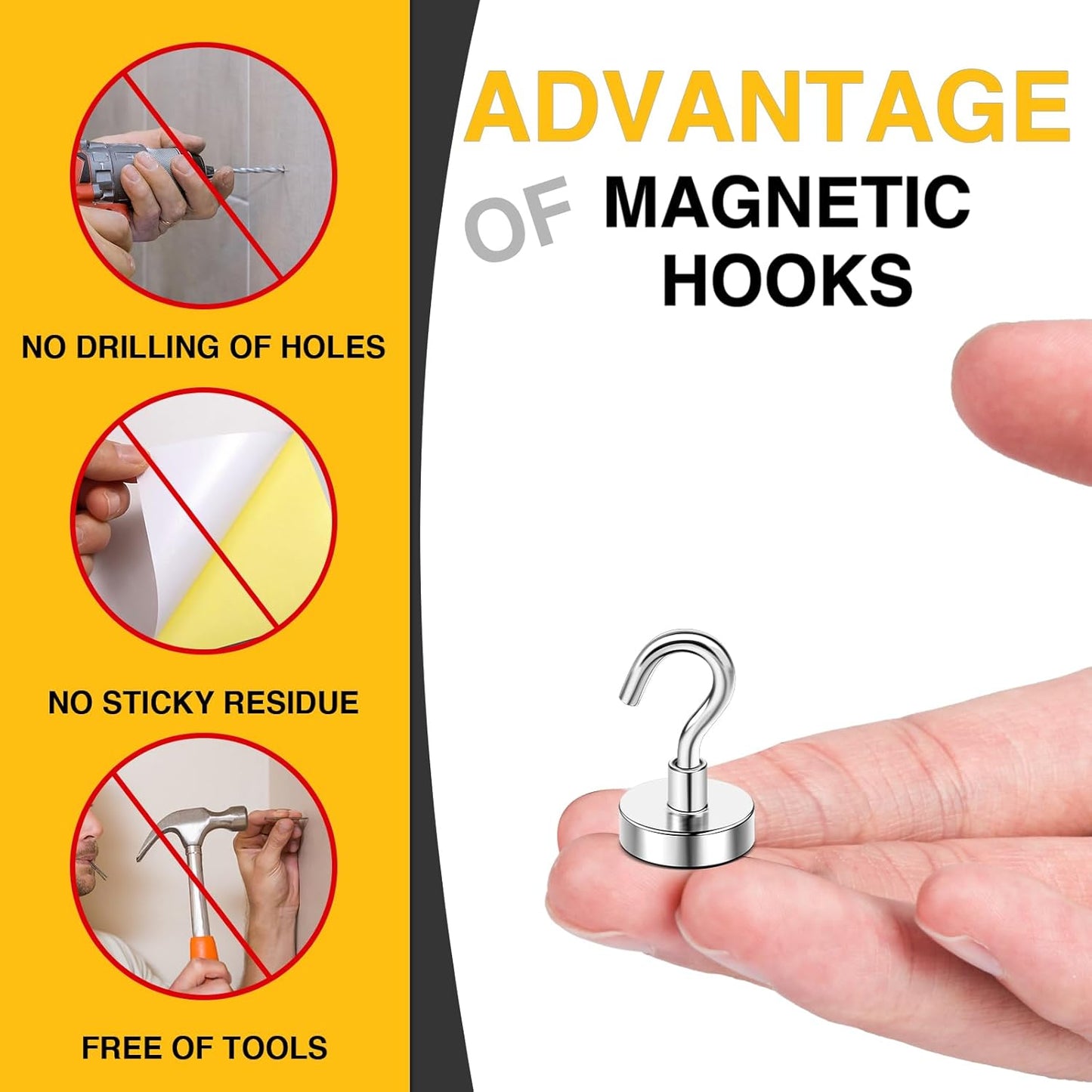 DIYMAG Magnetic Hooks, 30Lbs Strong Heavy Duty Cruise Magnet Hooks for Classroom, Fridge, Hanging, Cabins, Grill, Kitchen, Garage, Workplace and Office etc, (15 Pack-Silver)