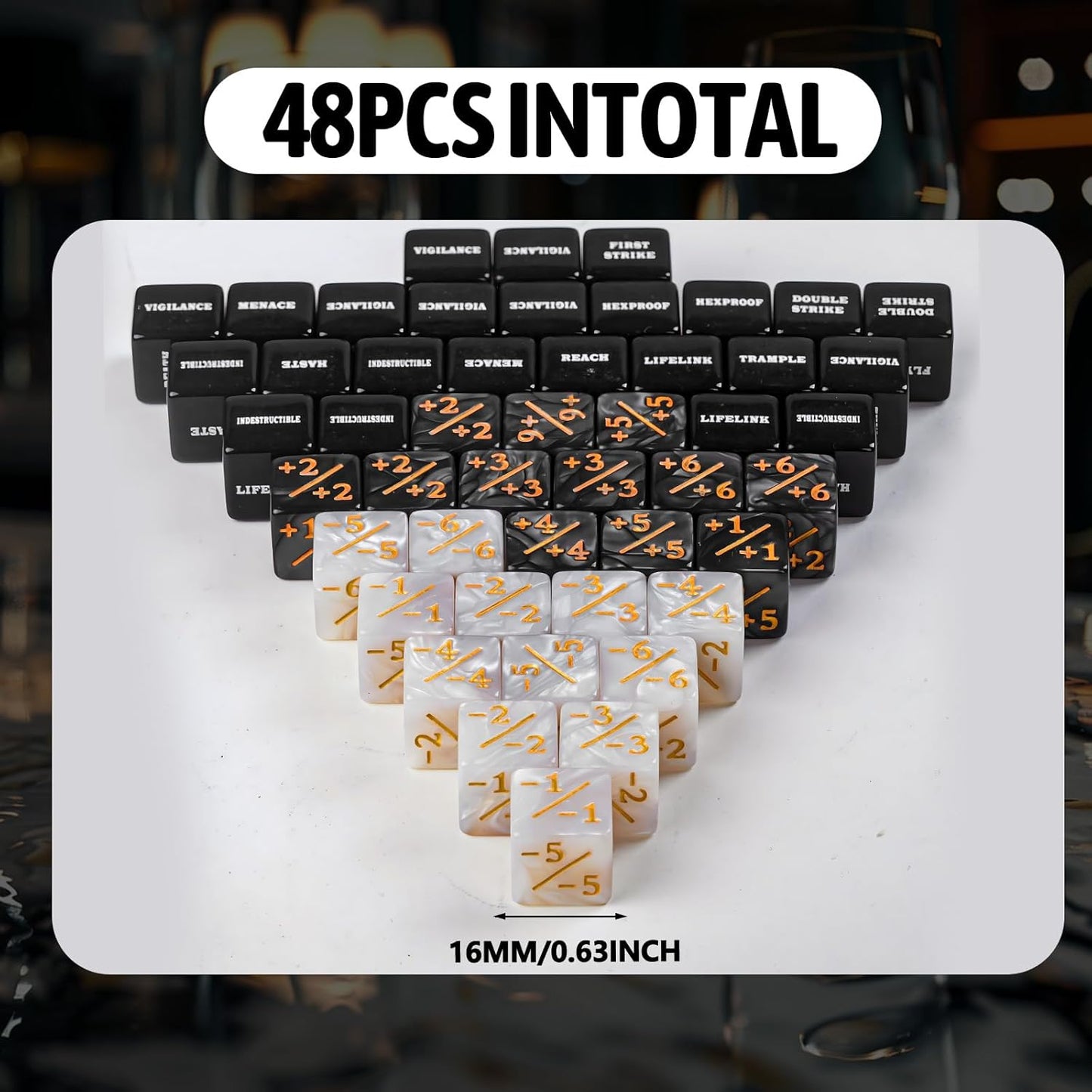 48 Pieces MTG Counter Token Dice Counters Marble Keyword Counters life Counter Tokens Dice Buff Tokens Compatible with Magic Card Game Accessories CCG Creature Stats (Classic, 48)