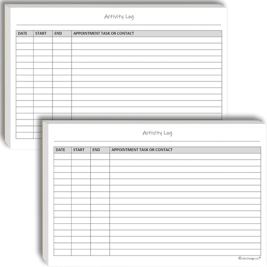 Activity Log Notepads(2 Pack, 50 Pages Each) Pad Planners to List a Task, Action or Contact. A Versatile Work Tool to Track Time & Office Productivity. 8.5 X 5.5, A5 Sheets. Made in the USA.