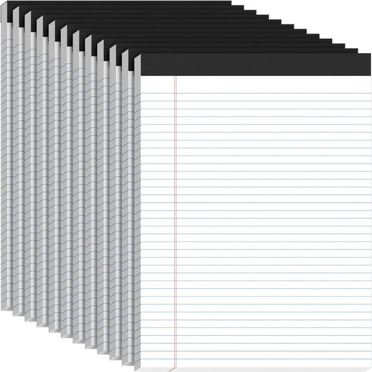12 Pack White Legal Pads 8.5 x 11 College Ruled, 30 Sheets Per Note Pads 8.5 x 11, Perforated White Lined Paper Pads 8.5 x 11, Writing Pads with Sturdy Backing, Legal Notepads for School, Office, Home