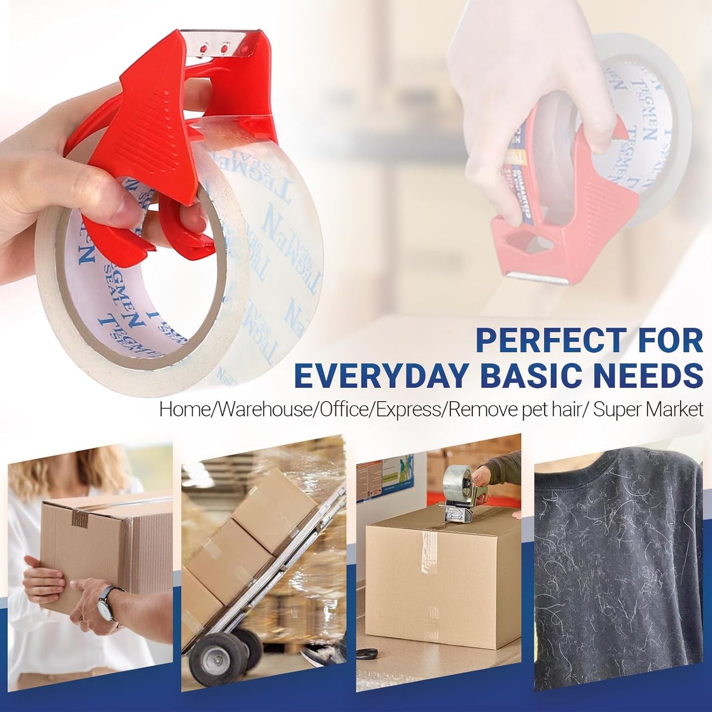 Heavy Duty Clear Packing Tape with Dispenser Combo for Shipping, Moving & Storage,Thicker Clear Packing Tape, 1.88 inches Wide, 60 Yards Per Roll, 18 Pack 1080 Total Yards