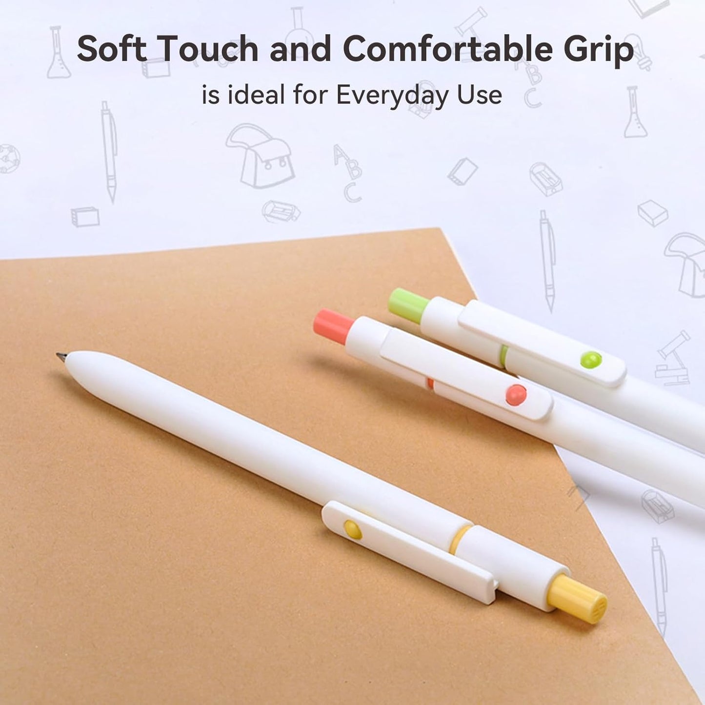 Gel Pens, 5Pcs 0.5mm Fine Point Pens With Smooth Wirting,Quick Dry Aesthetic Pens For Journaling, Ballpoint for Office School Supplies,Gifts for Women Men Student(Ivory White)