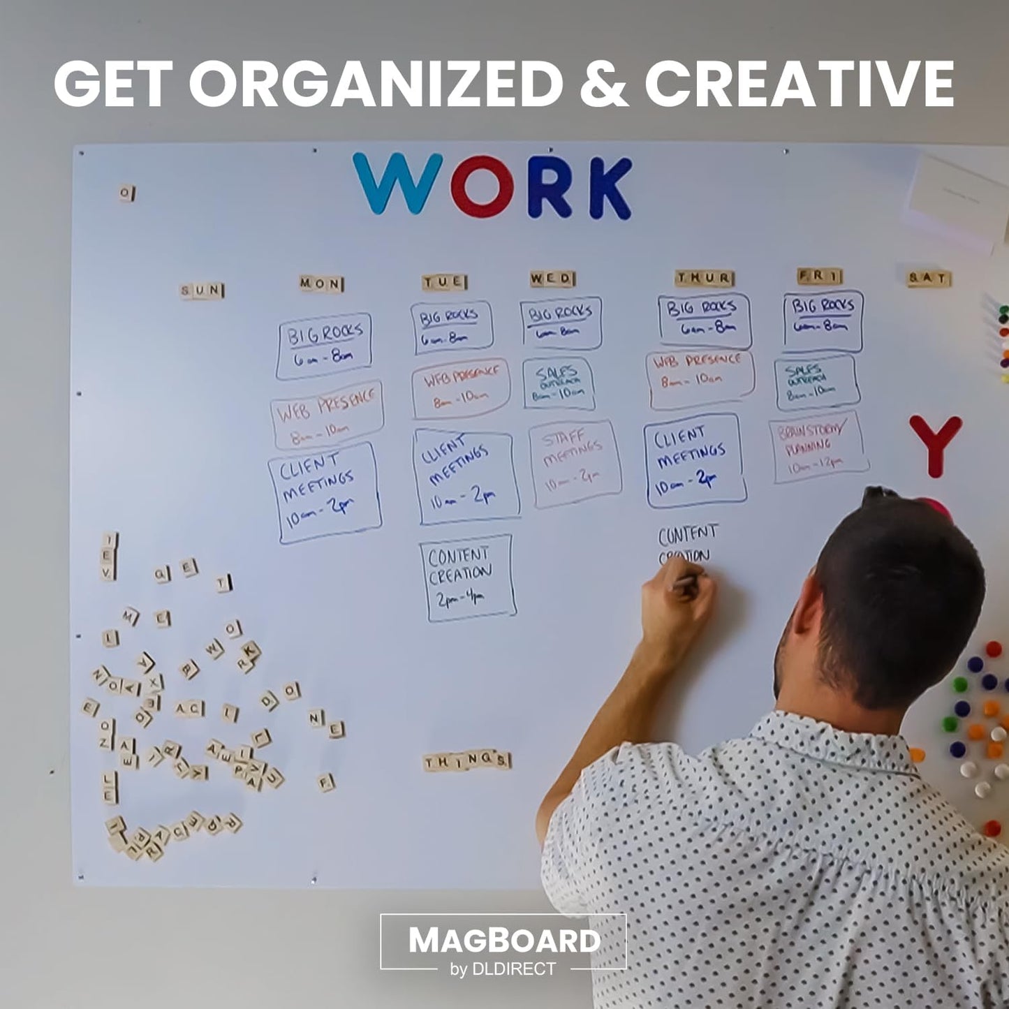 Diamond Life Magnetic Board - Memo & Vision Board for Home, Office, and Classroom - Magnet Board for Kids - Pre-drilled Mounting Screws Included (Silver 24"x48")