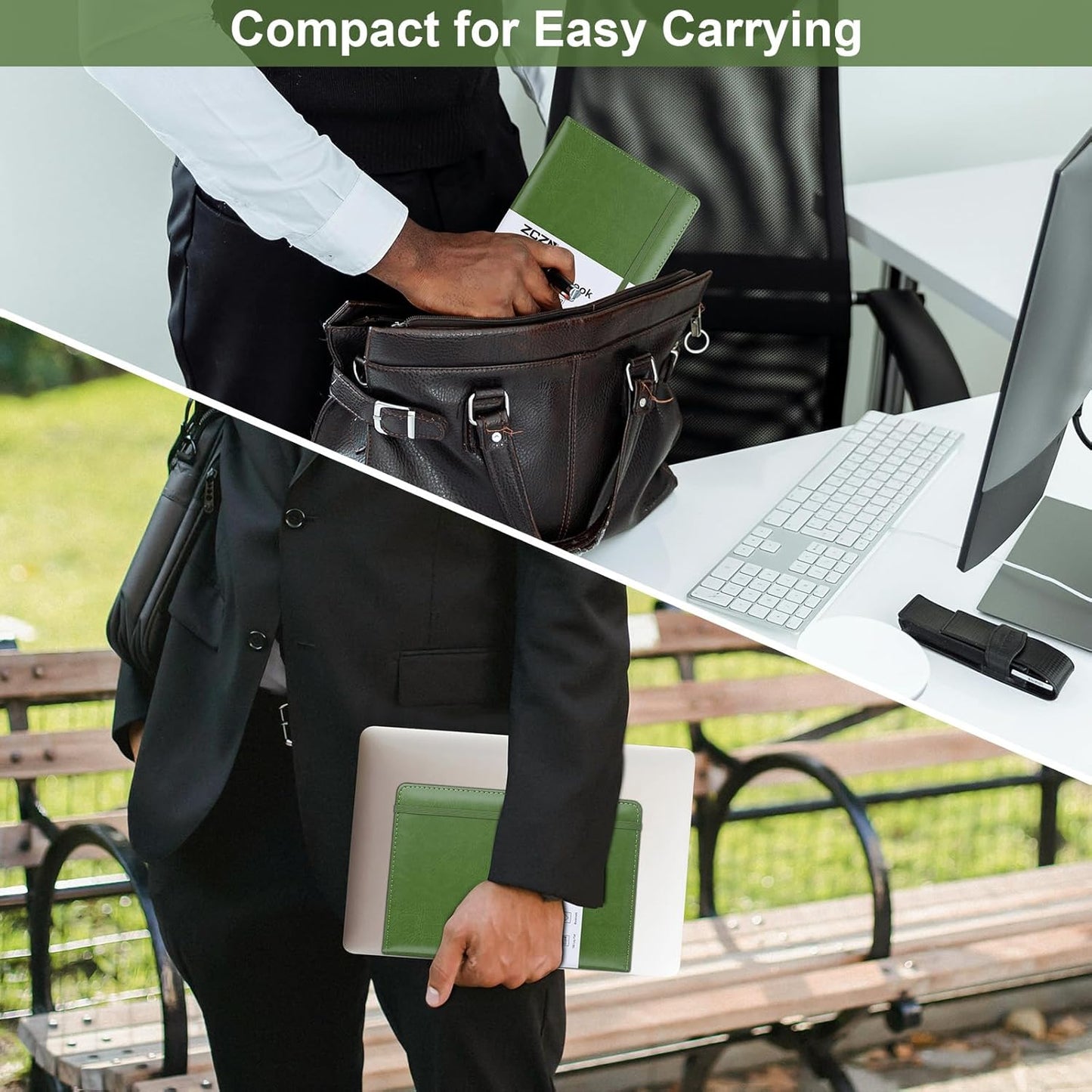 ZCZN 6 Pack Lined Journal Notebooks, 192 Pages A5 Hardcover Leather Journals for Work,Writing,School & Travel, College Ruled Journaling Notebooks for Notes Taking,Diary Notepad (Light Green*6)