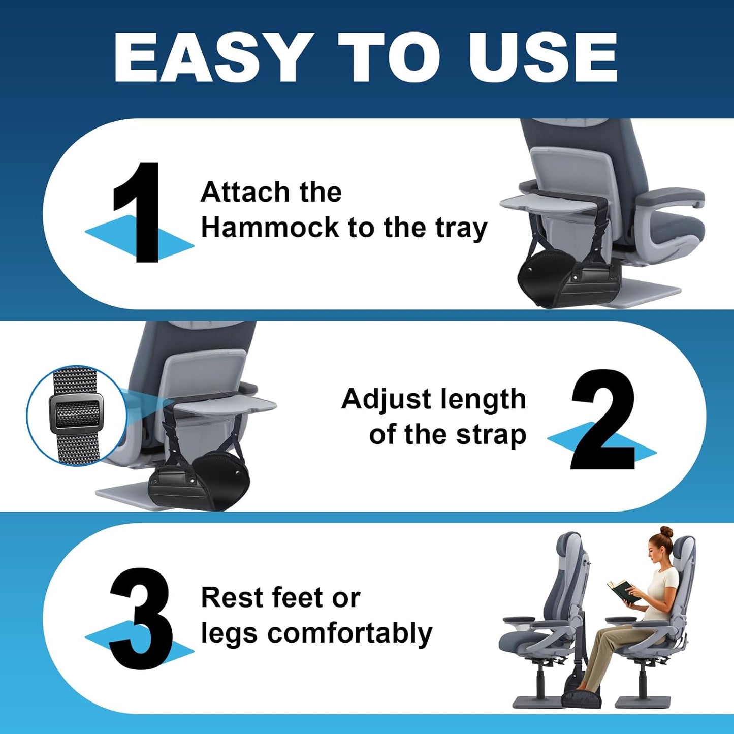 Airplane Foot Hammock, Portable Foot Hammock for Plane Travel to Relax Your Feet, Plane Travel Essentials Comfy Foot Rest Hanger Plane Footrest for Long Trip