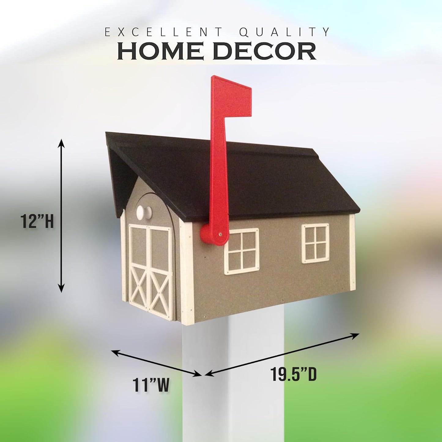 Peaceful Classics Poly Mailbox- Durable, Weather-Resistant Amish Craftsman Mailboxes for Outside Uses Like Front Yard and Road Side- Long-Lasting, Decorative, Modern Mailbox (Clay with White Trim)